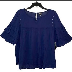 NEW a.n.a Blue Flowy Ruffles Top